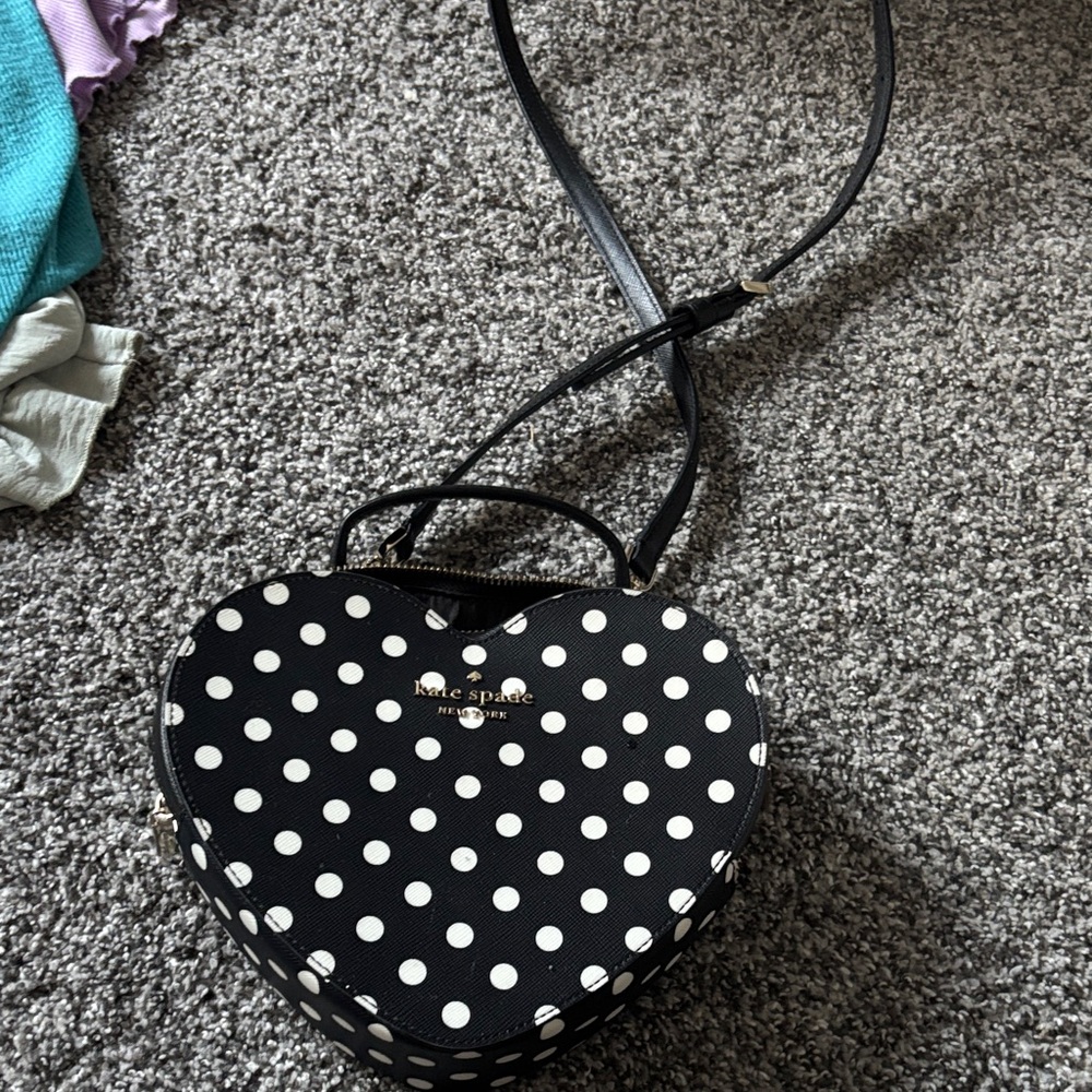 Kate Spade Heart-Shaped Black and White Crossbody Bag